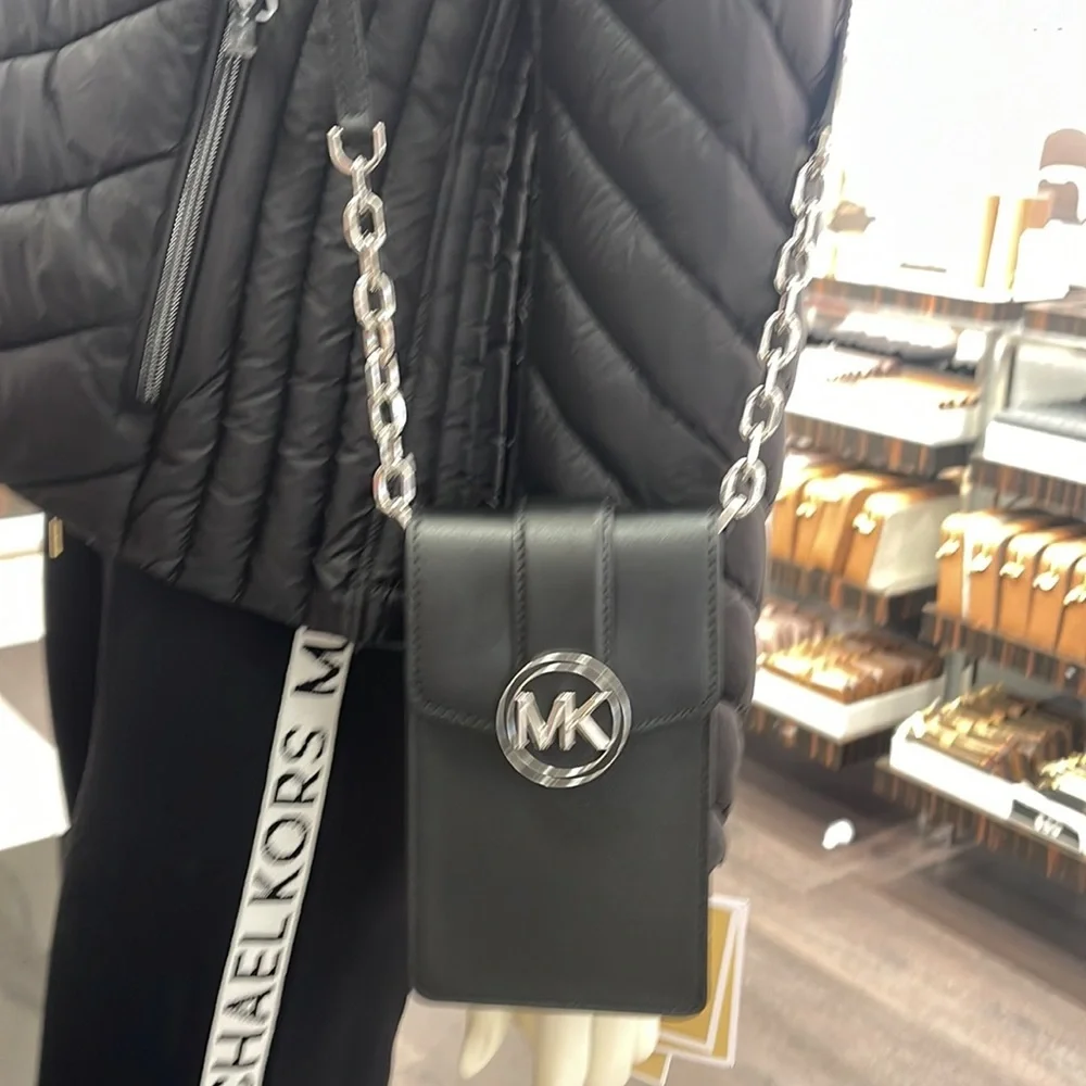 Michael Kors Carmen Small Logo Smartphone Crossbody Bag  Black  NWT